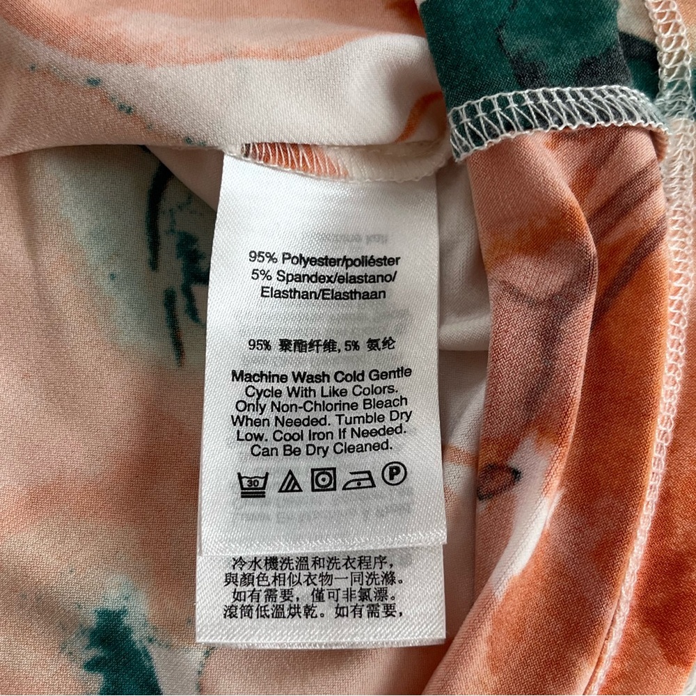 DKNY Women's Floral Wrap Blouse - Peach and Green Size Large - Picture 9 of 13